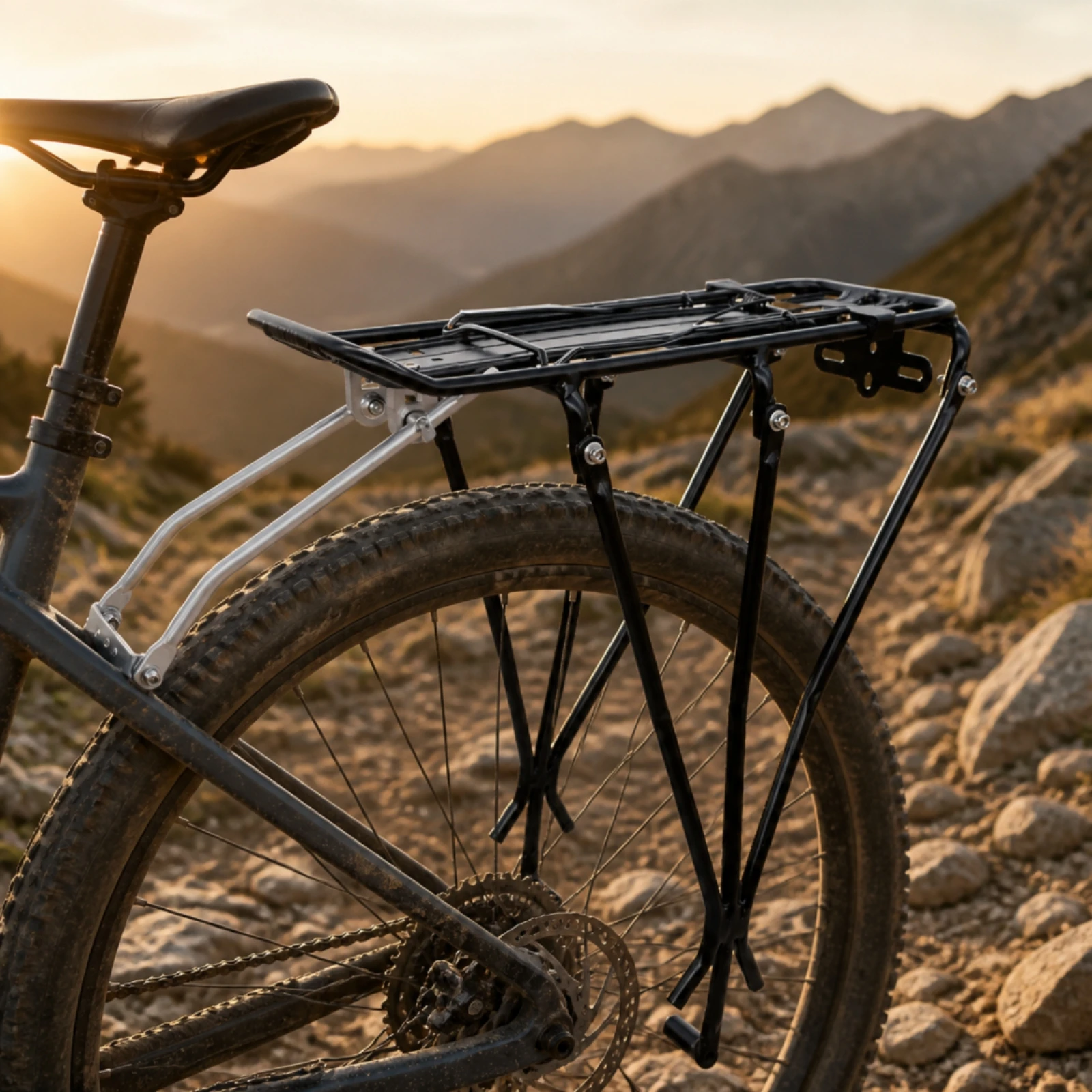 Aluminum Bike Rear Rack Sturdy Adjustable Bike Cargo Rack Lightweight Long-Lasting for Touring, Commuting
