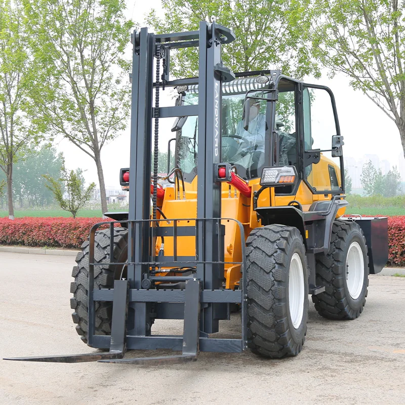 EPA Construction Handling All Terrain Forklift 3 Tons 3.5 Tons All-In-One Rough Terrain Forklift With 4 In 1 Bucket Customized