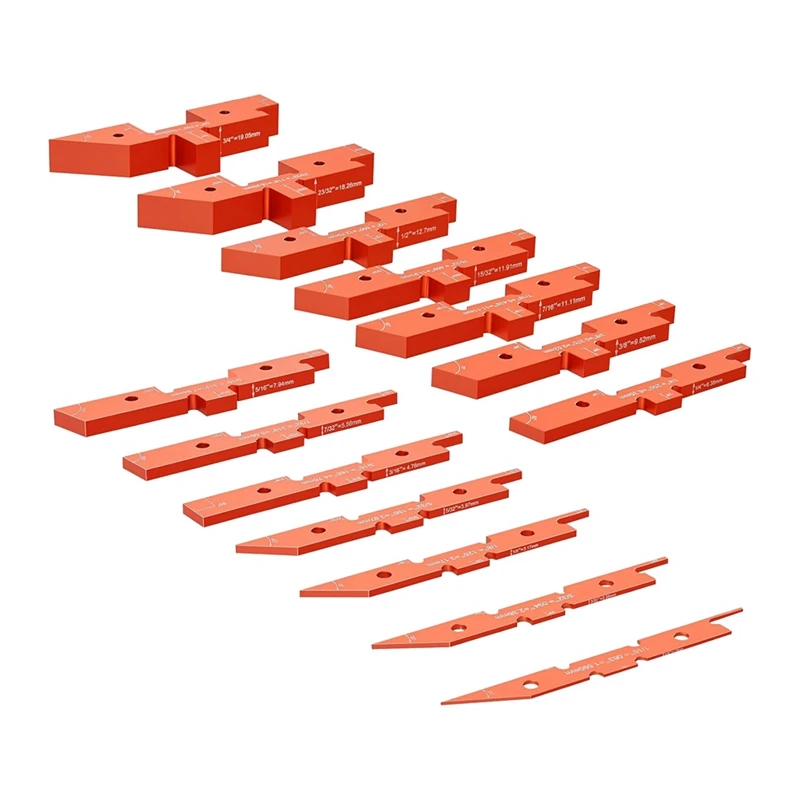A98E-Router Table Setup Bars, 14 Pcs, Precision Aluminum Setup Blocks Height Gauge Set, With Laser Engraved Size Markings