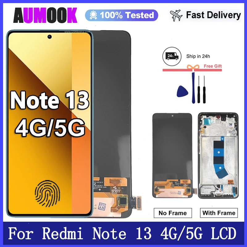 New AMOLED Display For Xiaomi Redmi Note 13 LCD Display Touch Screen Digitizer For Redmi Note 13 4G/5G LCD Display Replacement