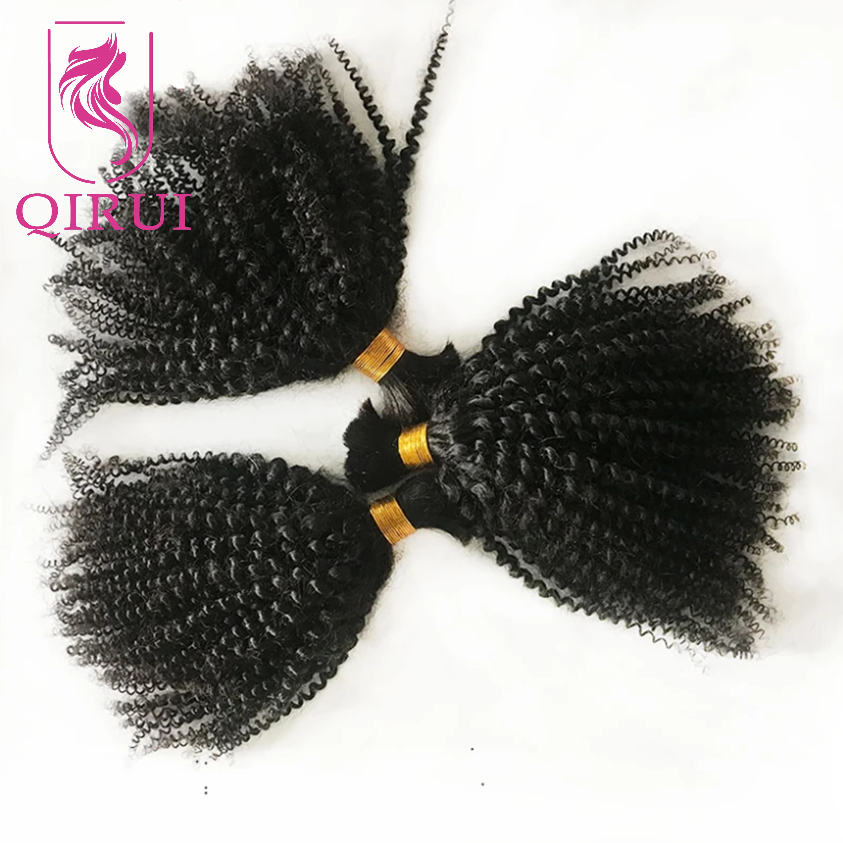 Unprocessed Bulk Human Hair for Braiding Afro Kinky Curly 100g/pcs Mongolian No Weft Hair Extension for Micro Braids 8-30inch