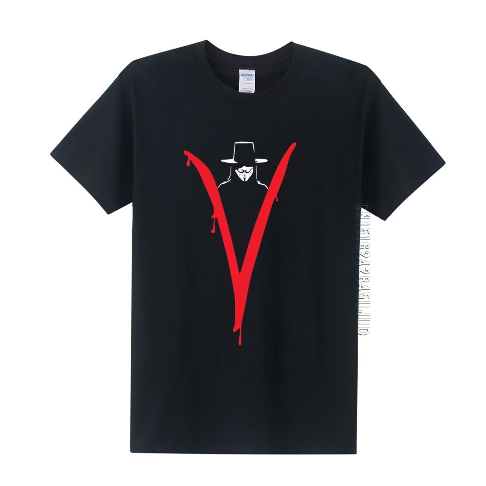 Brand New Summer V for Vendetta T Shirt Anonymous Guy Fawkes Mask Men T-Shirts O Neck 100% Cotton Boy Tees Tops Men Clothing