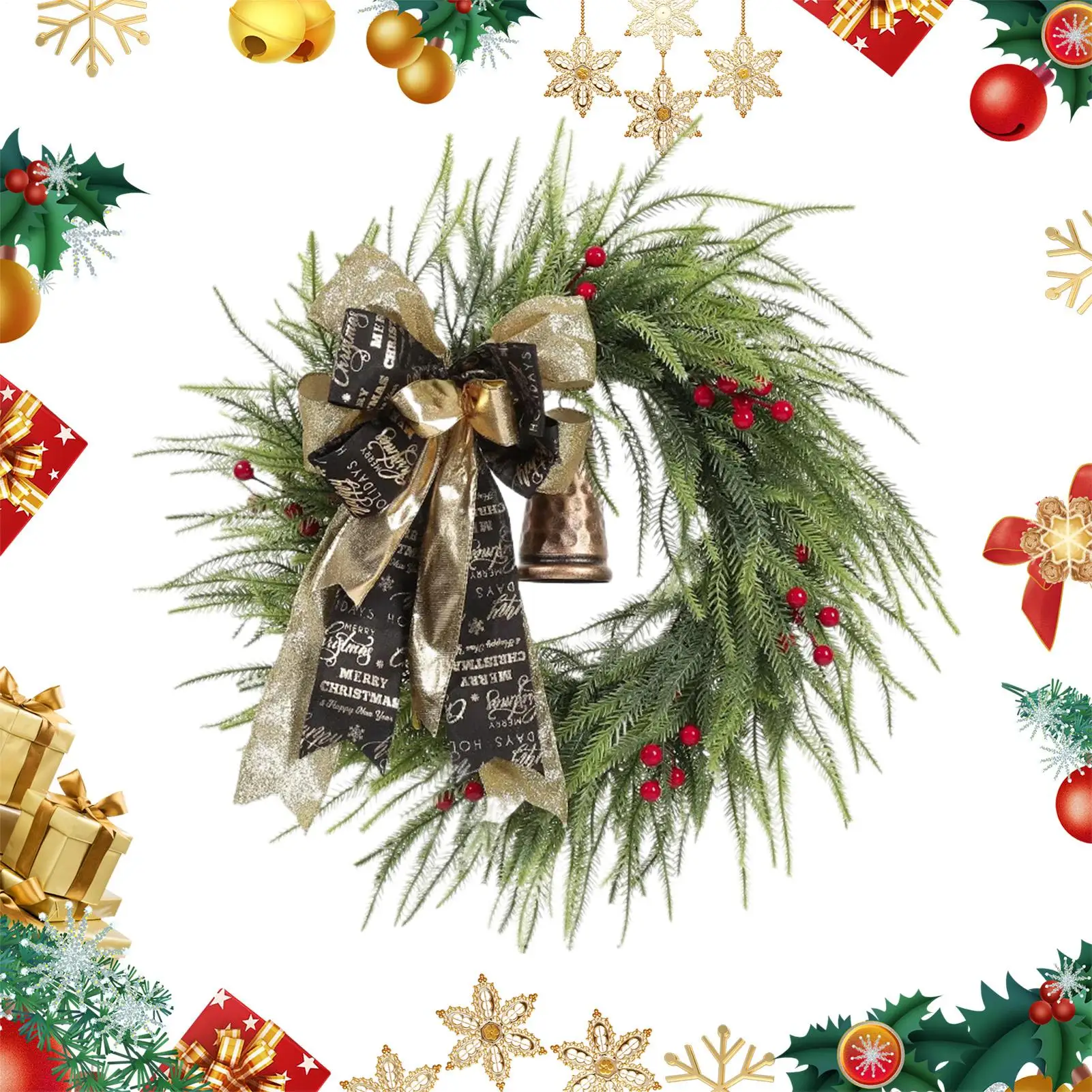 

Искусственный рождественский венок, винтажный фермерский дом, искусственные украшения для входной двери, праздничная гирлянда для внутреннего дома, квартиры, жизни