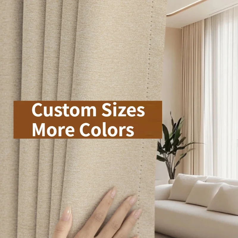Modern Minimalist Blackout Living Room Bay Window Drapes Thickened Sunscreen Bedroom Curtain Soundproof Luxury Hotel Curtains