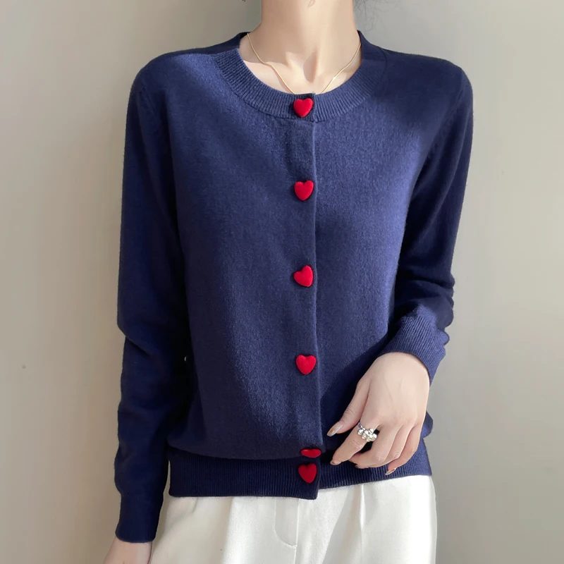 2025 Autumn/Winter Knitted Women's Cardigan Fashion Women's Cashmere Cardigan Colorful Button Long Sleeve Cardigan Coat Top 4