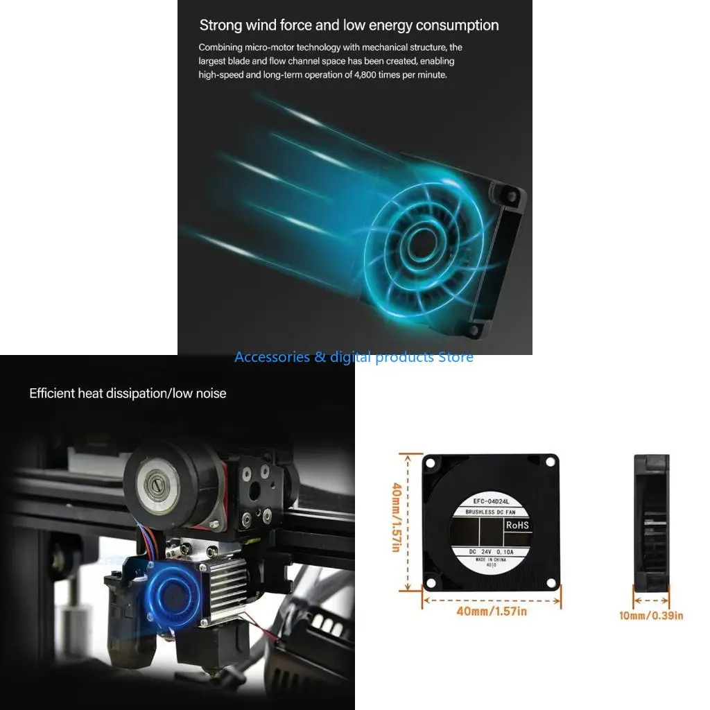 77JD Double Ball Bearing 4010 Cooling Fan Optimized For Ender 3 Printer Heat Dissipation And Low Noise