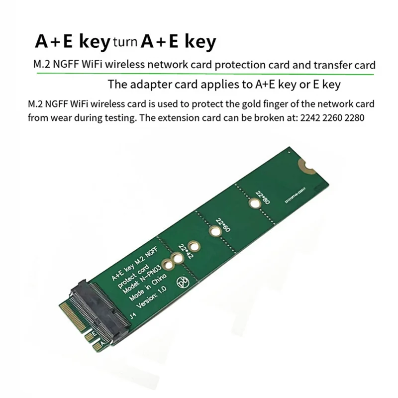 Wifi Wireless Card Extension Adapter Protection Card Network Card For A+E Key E-Key M.2 NGFF Multi-Functional Network Card-N35R