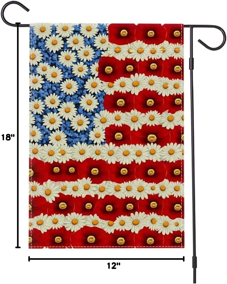 Poppy American Garden Flag 12x18 Inch Double Sided Outdoor Yard Patriotic Decorations for Presidents Memorial 4th of July In jjp