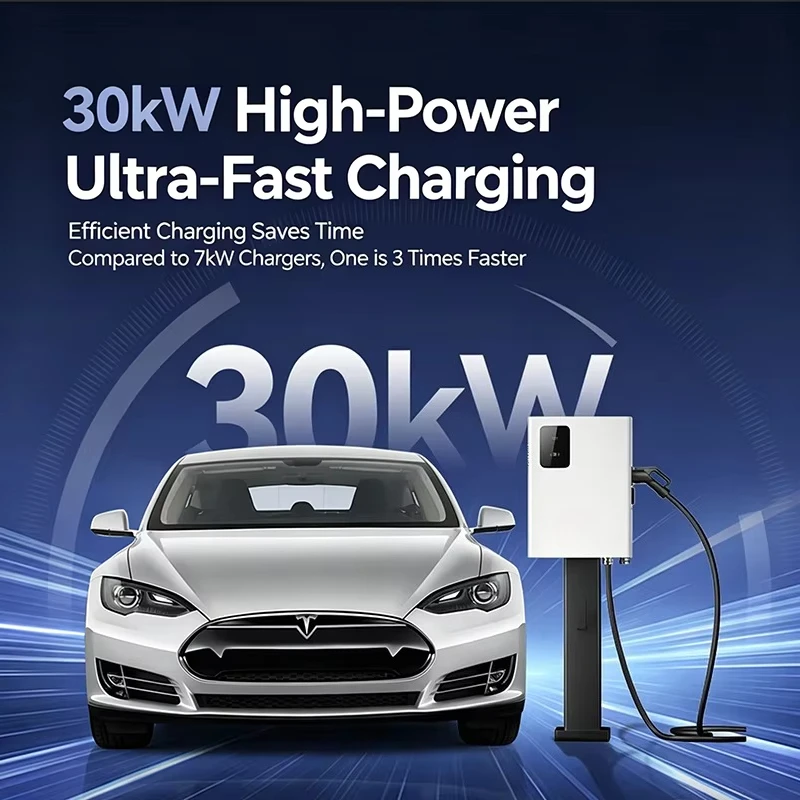 30KW 40KW Wall Mounted DC EV Fast Charger OCPP CCS2 Plug 380V Three Phase New Electric Car Charging Station APP RFID Control