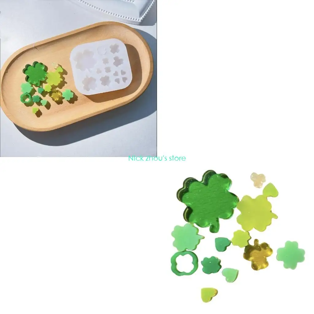 

E15E Heart Clover Silicone Mold Hollow Epoxy Shaker Fillings Silicone Molds Epoxy Resin Filler Mold for Quicksand Resin Mold