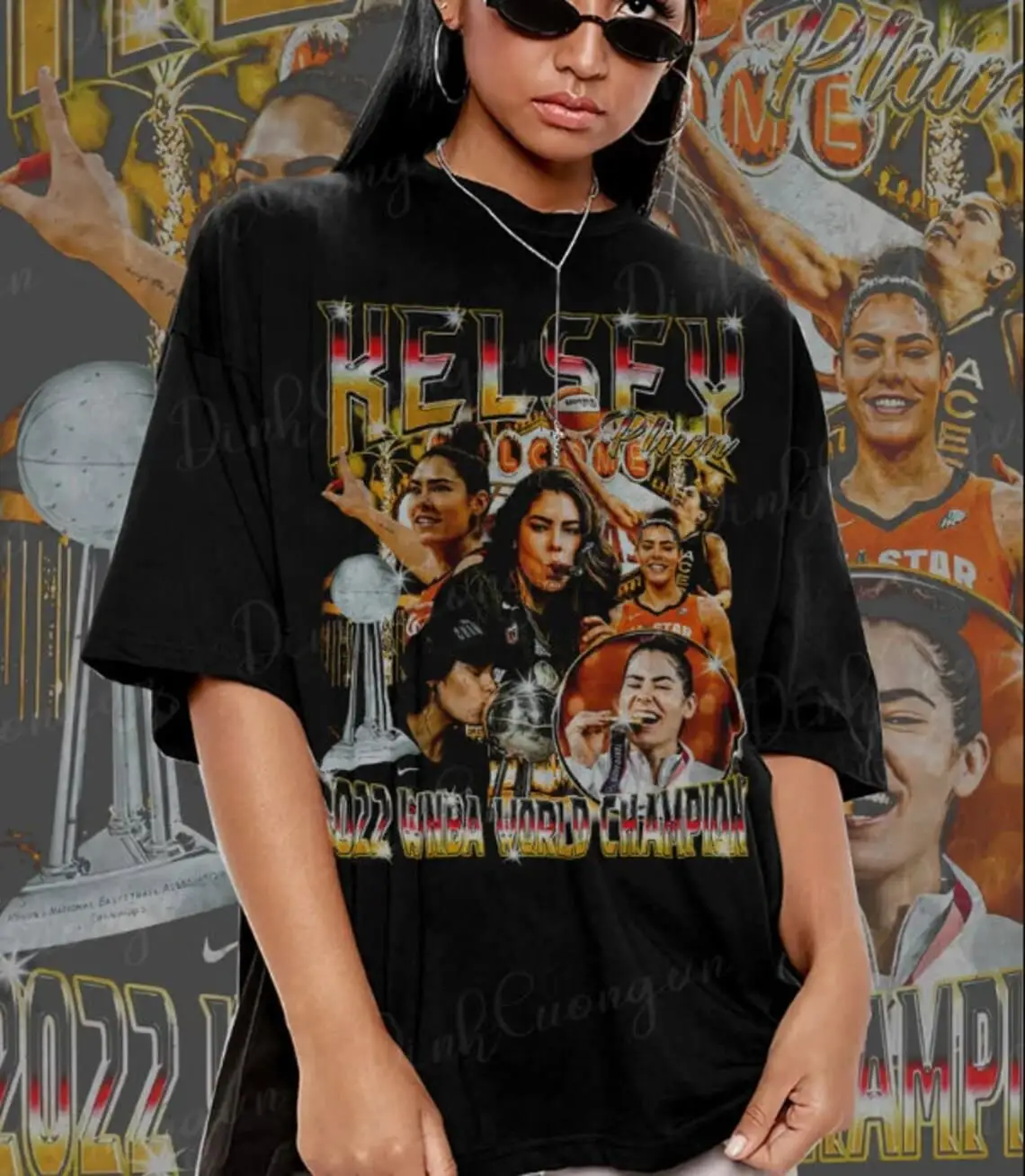 Kelsey Plum 2022 wnba champions t-shirt Kelsey Plum Shirt Vintage Kelsey Plum 90s Style Tee Women Basketball Player Shirt