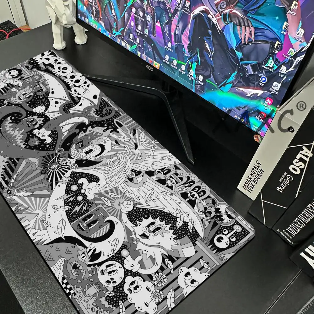 Rubberhose Mousepad Gamer Good Pc Cabinet and Evil Large Mouse Pad Speed Desk Accessories Keyboard Computer Table Mat Gaming Xxl