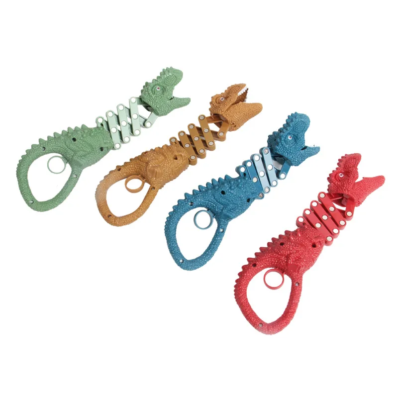 Novelty Dinosaur Spring Retractable Bite Manipulator Clip Grabber Tricky Toys Decompression Toy Kid\'s Party Easter Tricky Gift