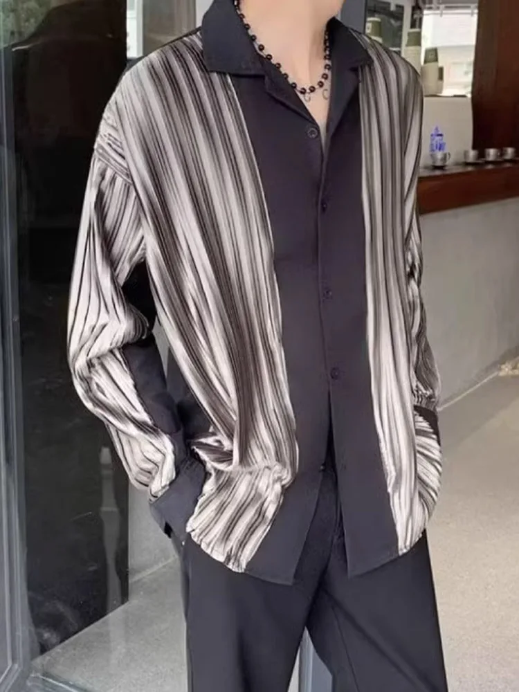 

Cool Haome Men's Long Sve irt Drapey Unregular Design Autumn Faionable Brand Youthful Stand Fit Polyester Fiber