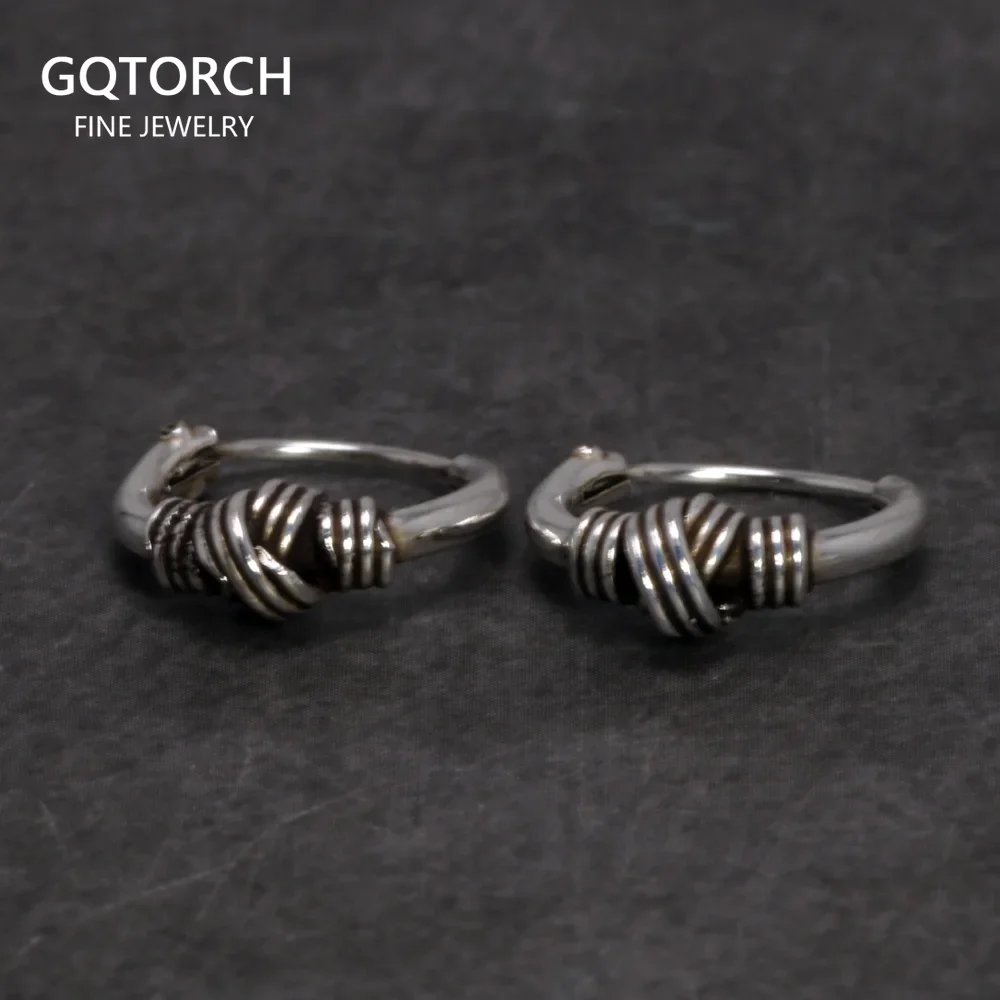 

10mm Ear Bone Earrings 925 Sterling Silver Hoop Earrings For Women Ear Buckle Small Earlobe Earrings Mens Retro Punk Jewelry