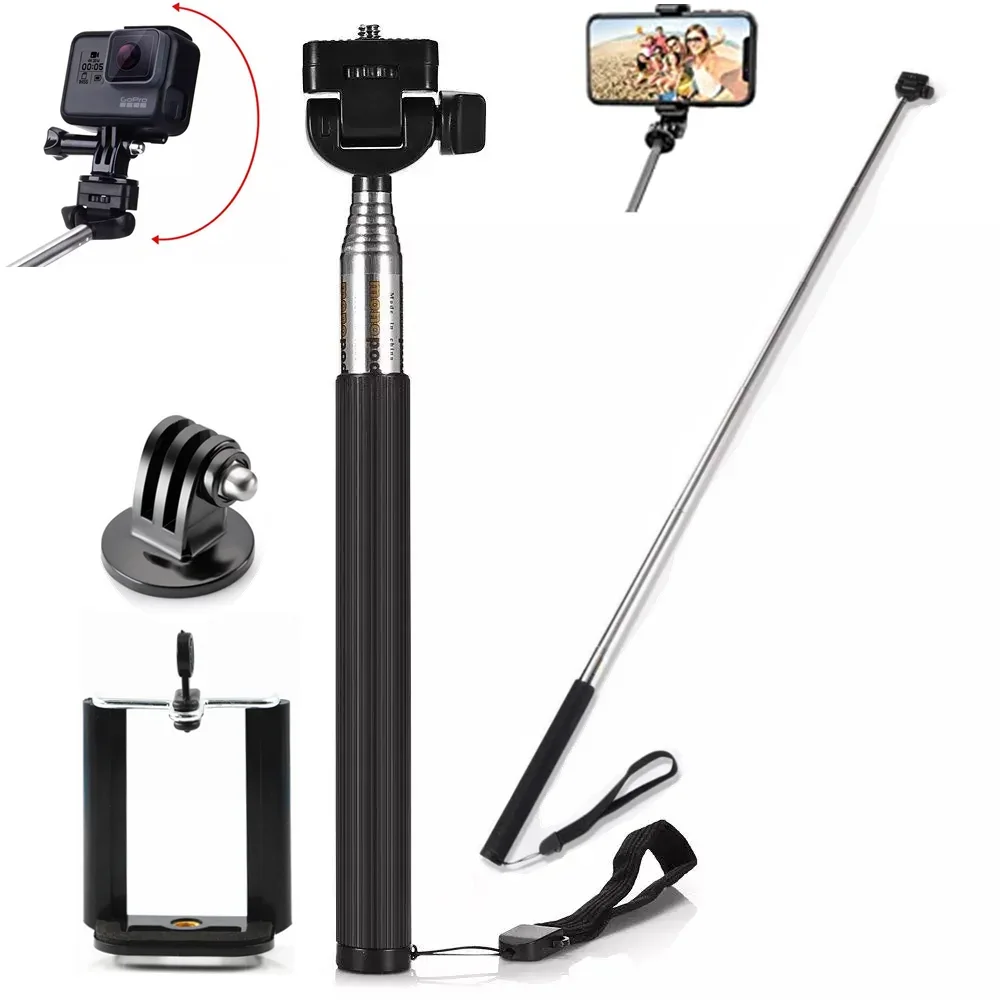 Extendable Handheld Selfie Stick Monopod For Gopro Hero 12 11 10 9 SJCAM XiaoYi EKEN H9R Sport Action Camera go pro Accessories