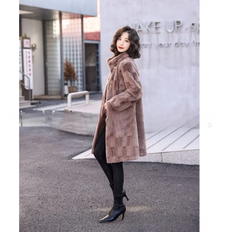 2024  fashion atmosphere Fur one long lady mink grass coat female Korean version long-sleeved winter coat winter jacket women