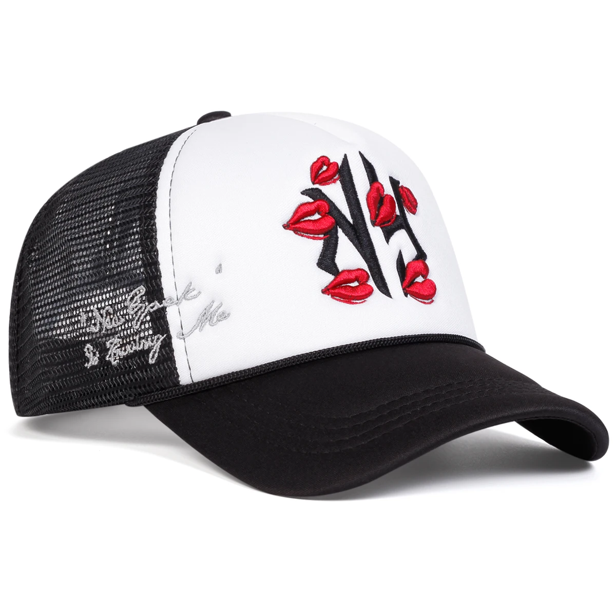 Unisex Letter Lips Embroidery Baseball Net Caps Spring and Summer Outdoor Adjustable Casual Hats Sunscreen Hat