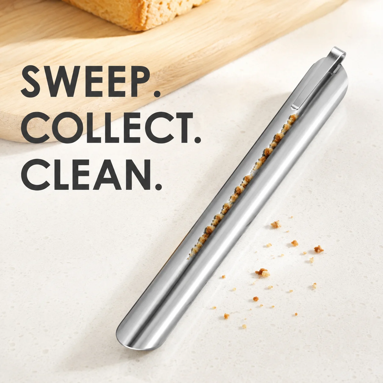 Crumb Scrapers Stainless Steel Table Crumb Sweeper Kitchen Countertop Crumbs Collector Cleaner Scraper