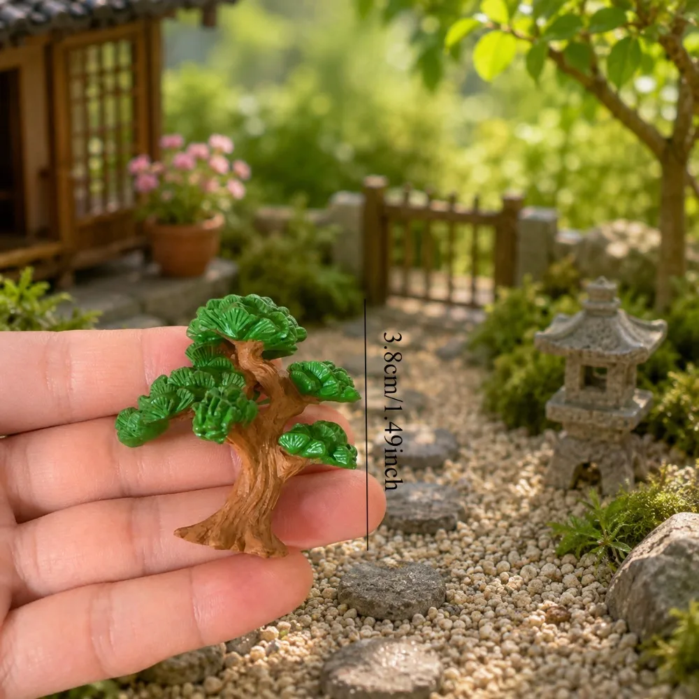 2pcs Miniature Pine Tree Figurines,Artificial Bonsai Model Trees for Model Garden Diorama Decor, Realistic Plastic Ornament