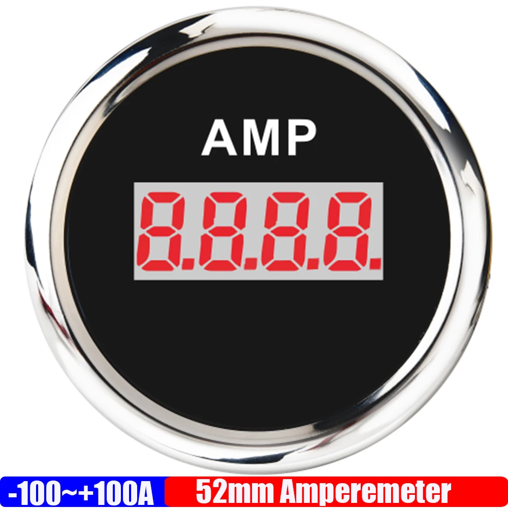 

2" 52mm Amperemeter Gauge Red LED Digital Ammeter AMP Meter +/-50A +/-100A +/-150A AMP Gauge Without Sensor 12V/24V custom