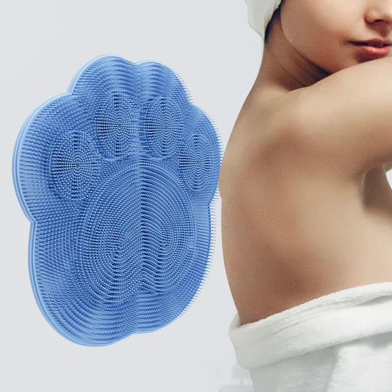 1PC Silicone Body Scrubber Back Massage Reusable Cleaning Brush Shower Feet Wash Mat Multifunction Sucker Foot Arms Body Bath