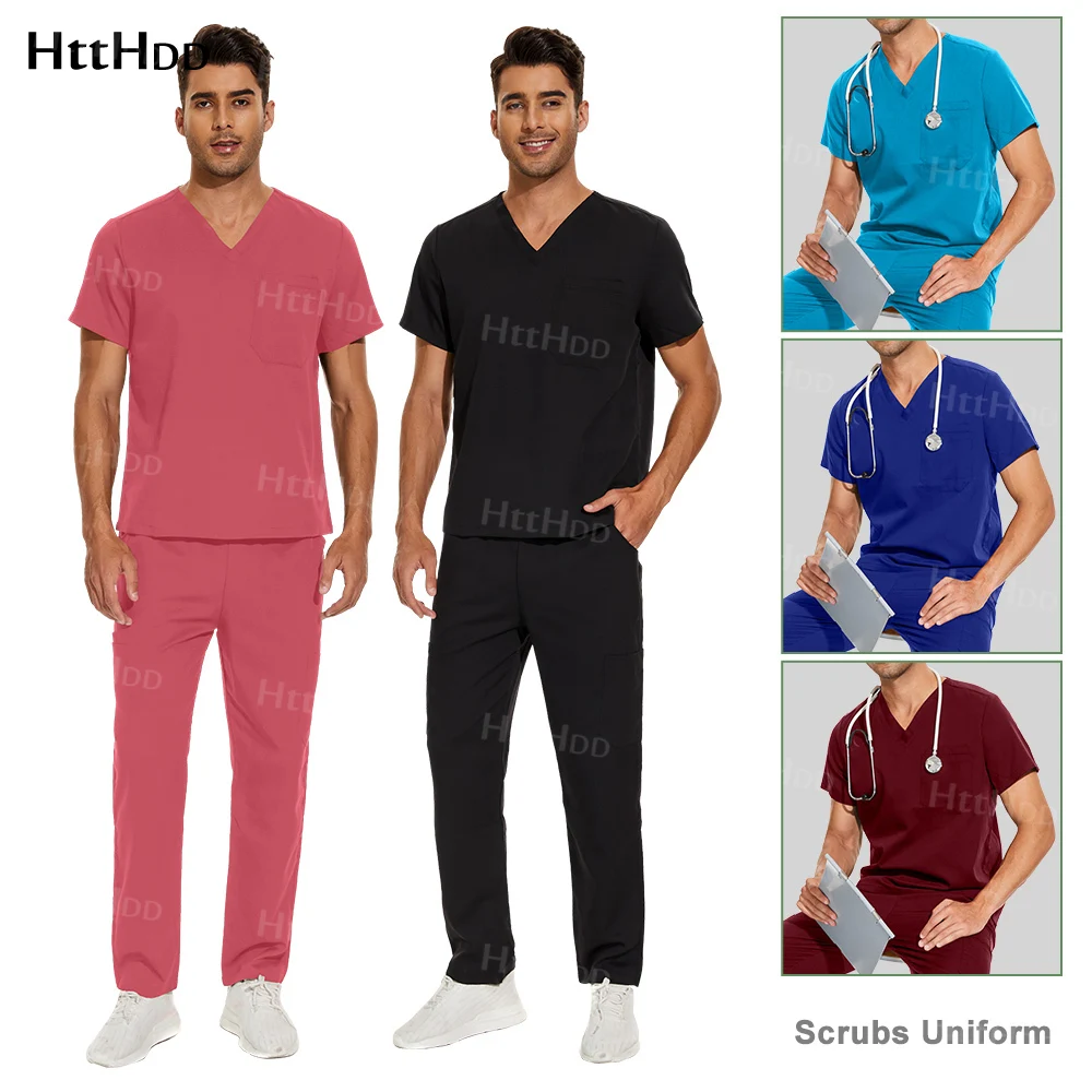 Unisex Scrubs Medical Uniforms Dental Clinic Pet Shop Laboratory Clothing Two Piece Set Men Women Breathable Nursing Accessories