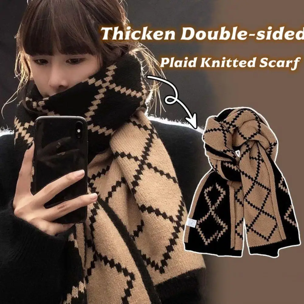 Luxus Marke Frauen Gestrickte Raute Plaid Schal Mode Plaid Alle-Spiel Warme Hals Wärmer Neue Jahr Weihnachten frauen winter Schal