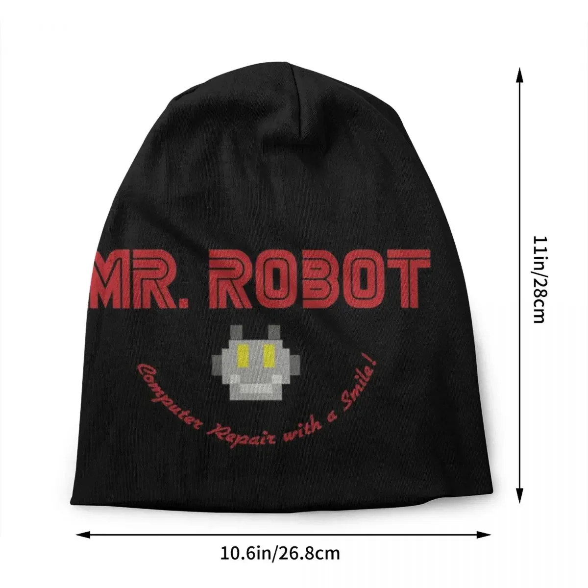 Mr Robot Repair With A Smile Skullies Beanies Caps Winter Warm Knitted Hat Unisex Hacker Programmer Developer Code Bonnet Hats