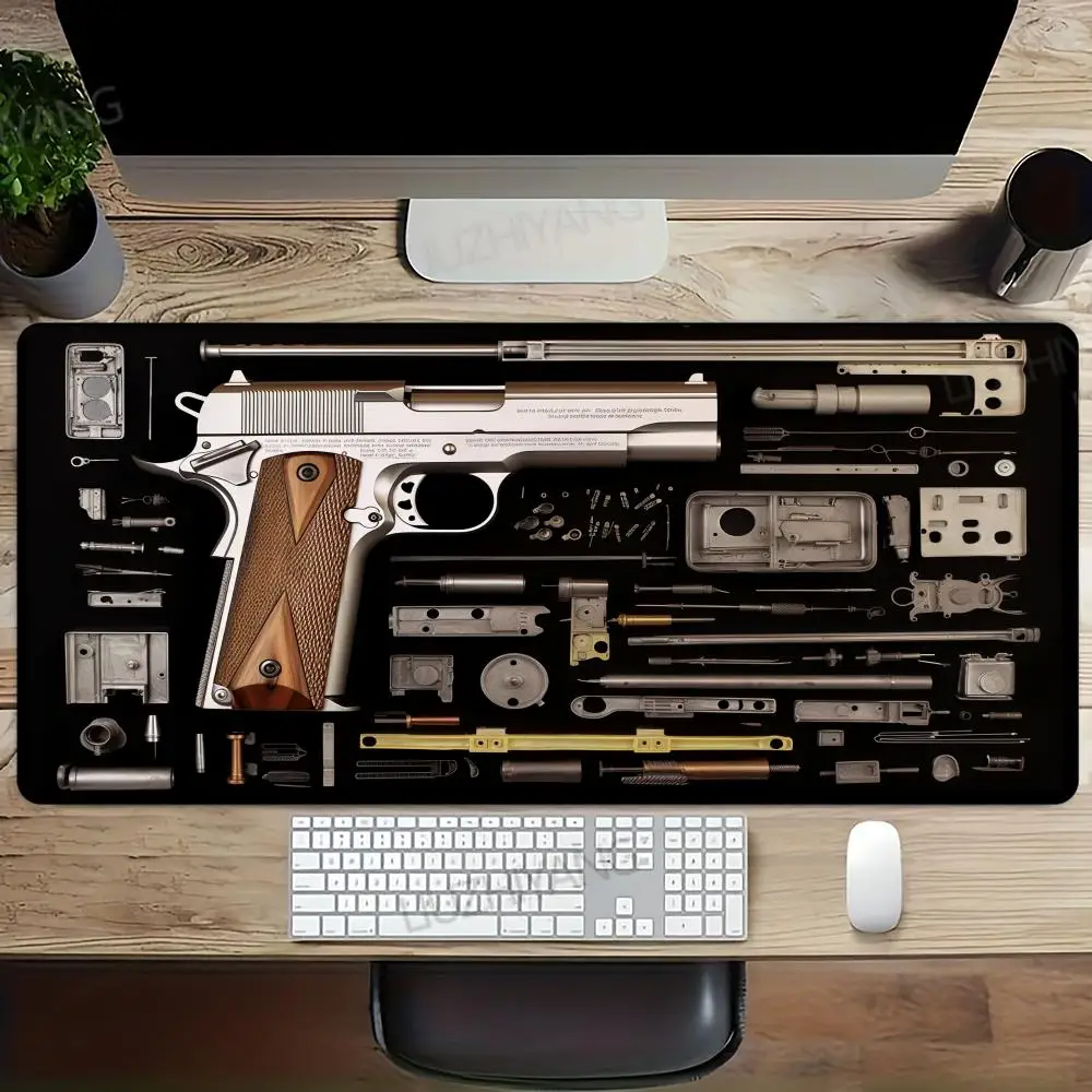 

Коврик для мыши XXL для сборки деталей оружия, большой настольный коврик с нескользящей резиновой основой, для игровой клавиатуры и мыши, с прошитыми краями, для дома и игр