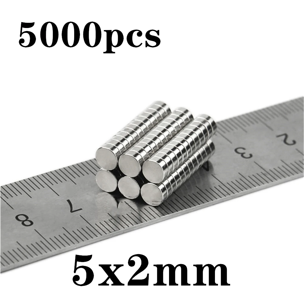 

5000pcs Neodymium N35 Dia 5x2mm Strong Magnets Tiny Disc NdFeB Rare Earth For Crafts Models Fridge Sticking