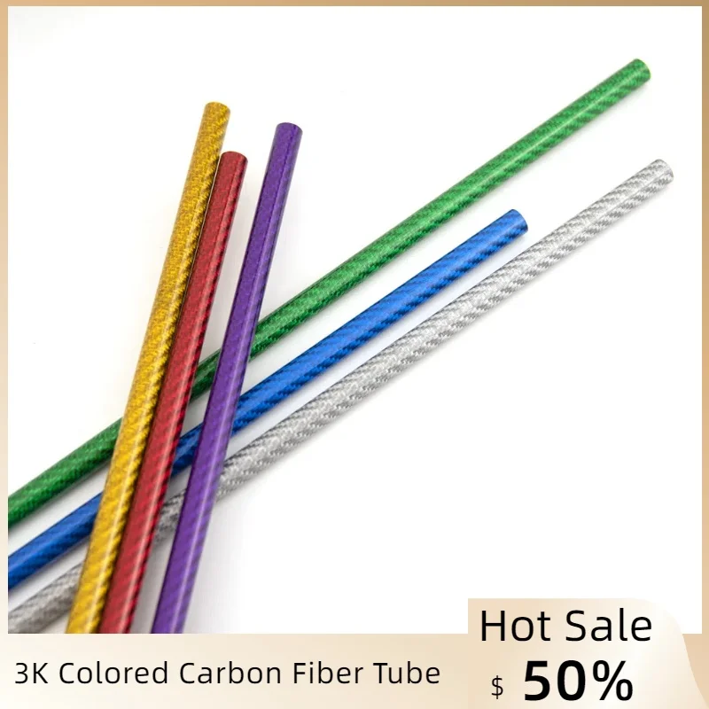 2Pc 3K Colored Carbon Fiber Tube Pipe Glossy Surface Length 500mm Diameter 6mm 8mm 10mm 12mm 14mm 16mm for RC Airplane DIY