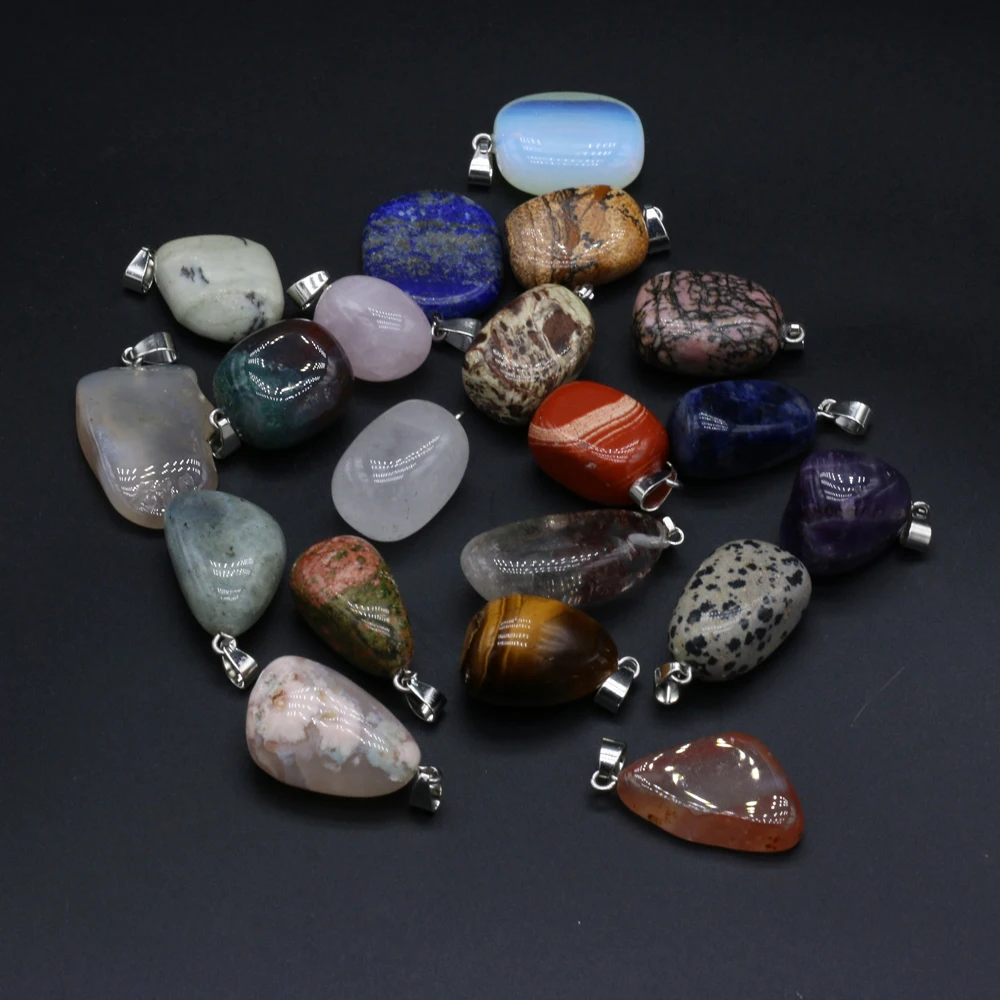 Natural Semi-precious Stone Pendant Irregular Cherry Blossom Agate for DIY Jewelry Making Necklace Size15x20-18x25