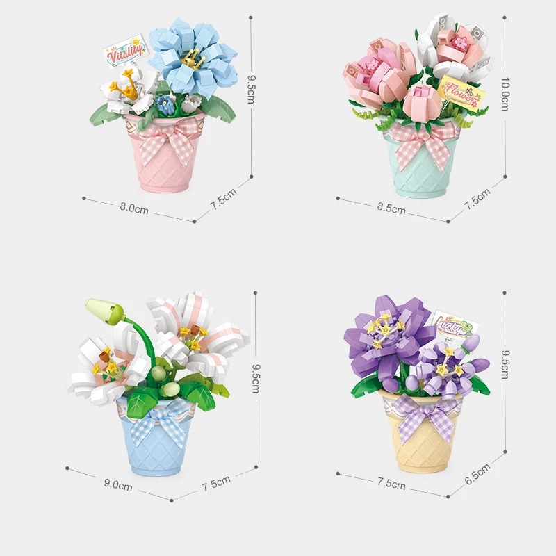 Klocki LOZ, symulacja kwiatów, figurka sukulentu, zabawka do składania z drobnymi elementami, prezent na festiwal dla dziewczynki z kaktusem.