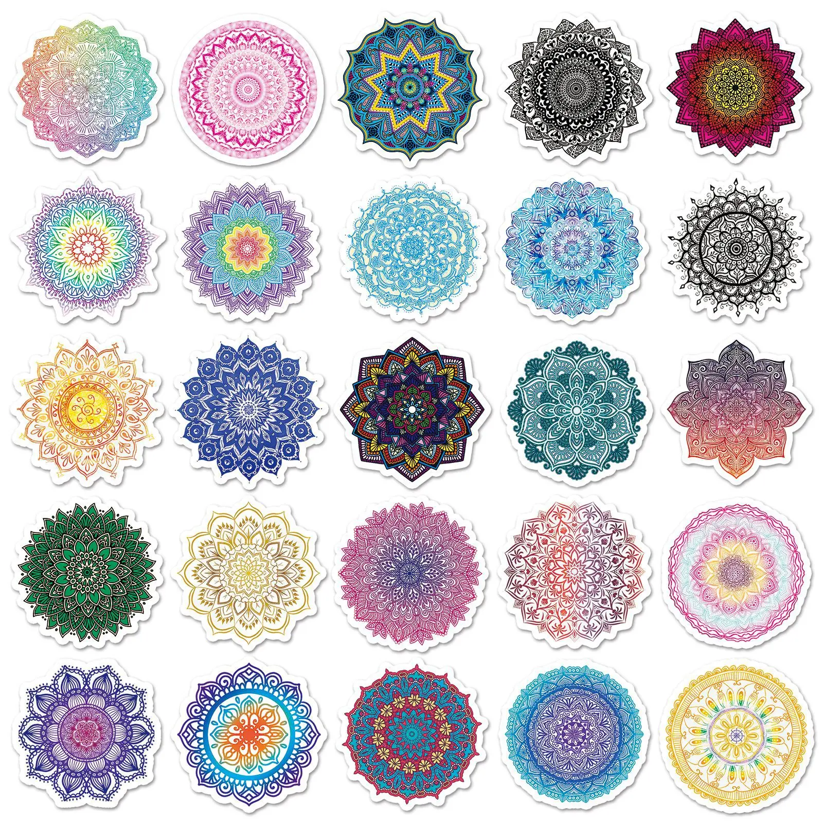 50pcs Mandala Graffiti Mobile Phone Computer Water Cup Decorative Notebook Waterproof Creative Sticker