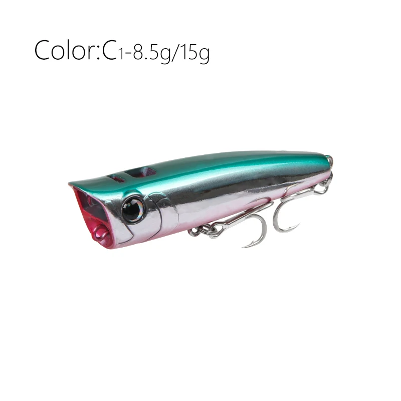 LETOYO Topwater Popper 8,5–30 g schwimmende Rock-Pop künstliche Hartköder für Barsch, Barsch, Hecht, Angelköder