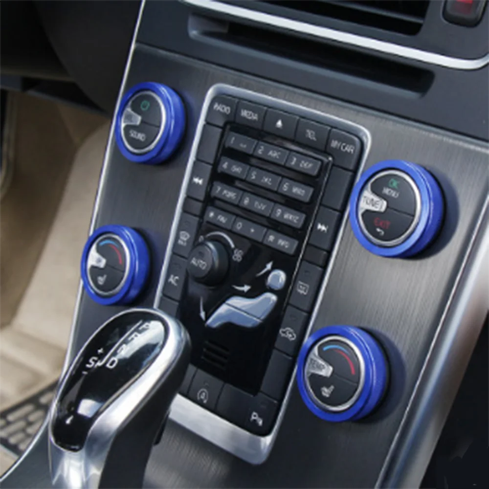 4pcs/lot Aluminum alloy Car air conditioning Rotary heat control Switch knob for VOLVO S60 V60 XC60 S60 V40 Car Audio Knob hxh