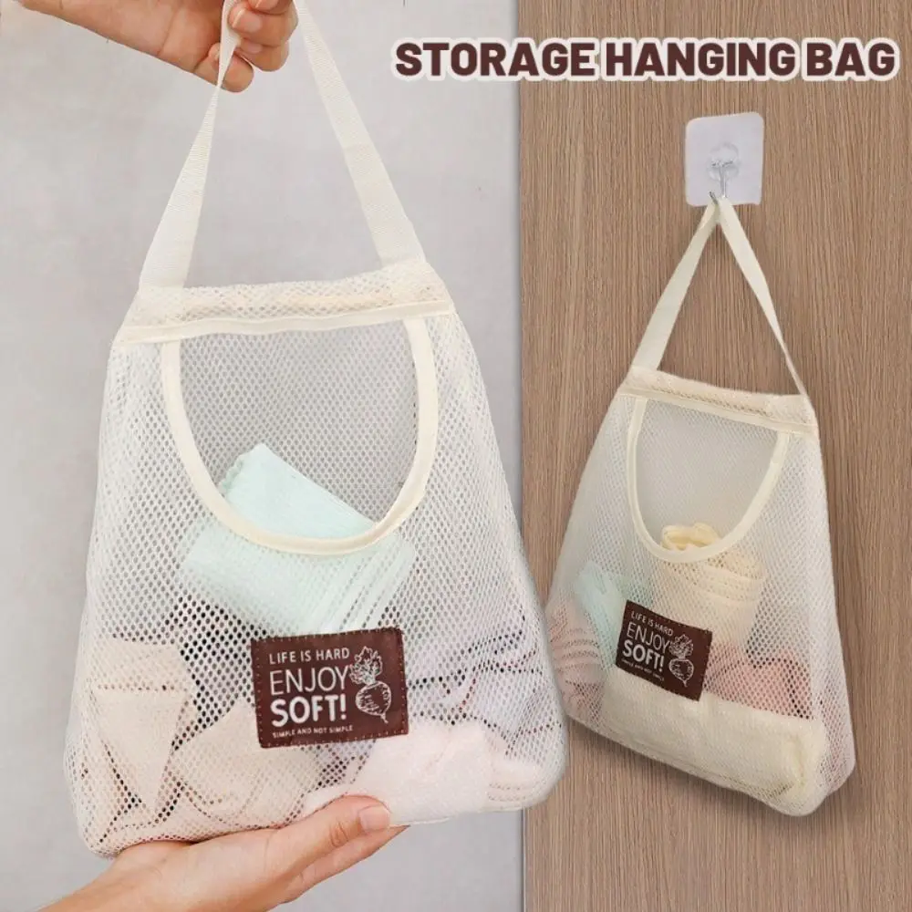 Vegetable Underwear Socks Sundries Storage Bag Hollow Widen Handle Hanging Net Organizer Reusable Large Capacity