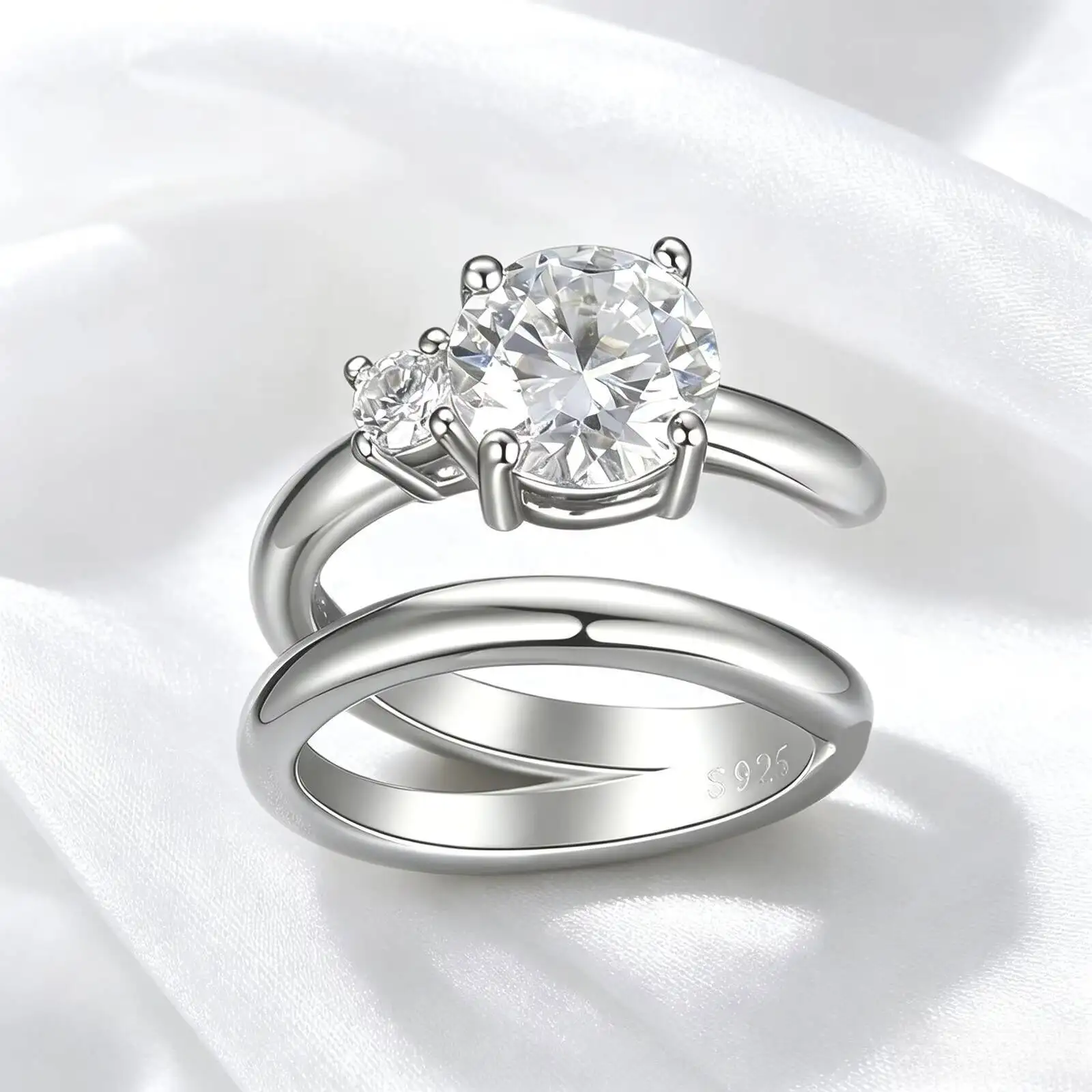 Taoyu 0,5 ct Moissanit-Clip-Ohrringe mit ausgezeichnetem Schliff für Damen, glänzende, doppellagige Ohrclips, edler Schmuck aus S925-Sterlingsilber – Detail 6