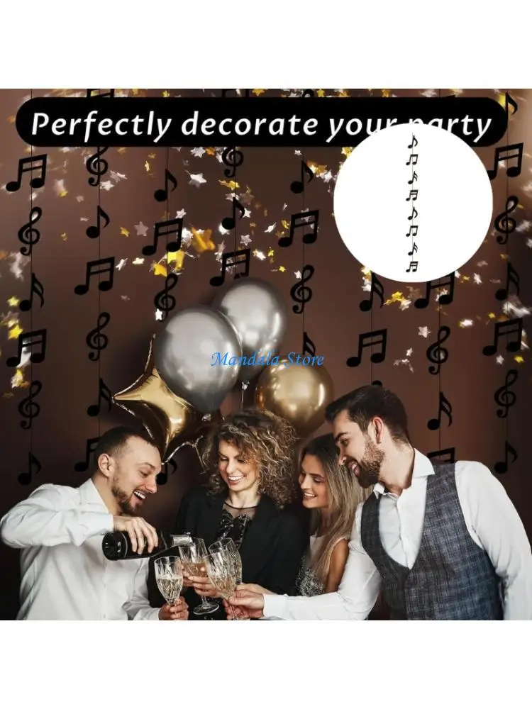 

U2JC Effortlessly Installation Black Notes Party Decors Pendant for Busy Event Planners