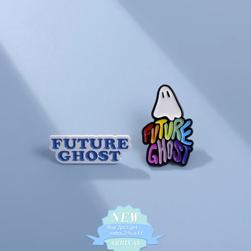 Future Ghost Enamel Pin Rainbow Boo Spooky Brooch Lapel Backpack Clothing Badge Halloween Festival Jerwelry Gift For Kid Friends