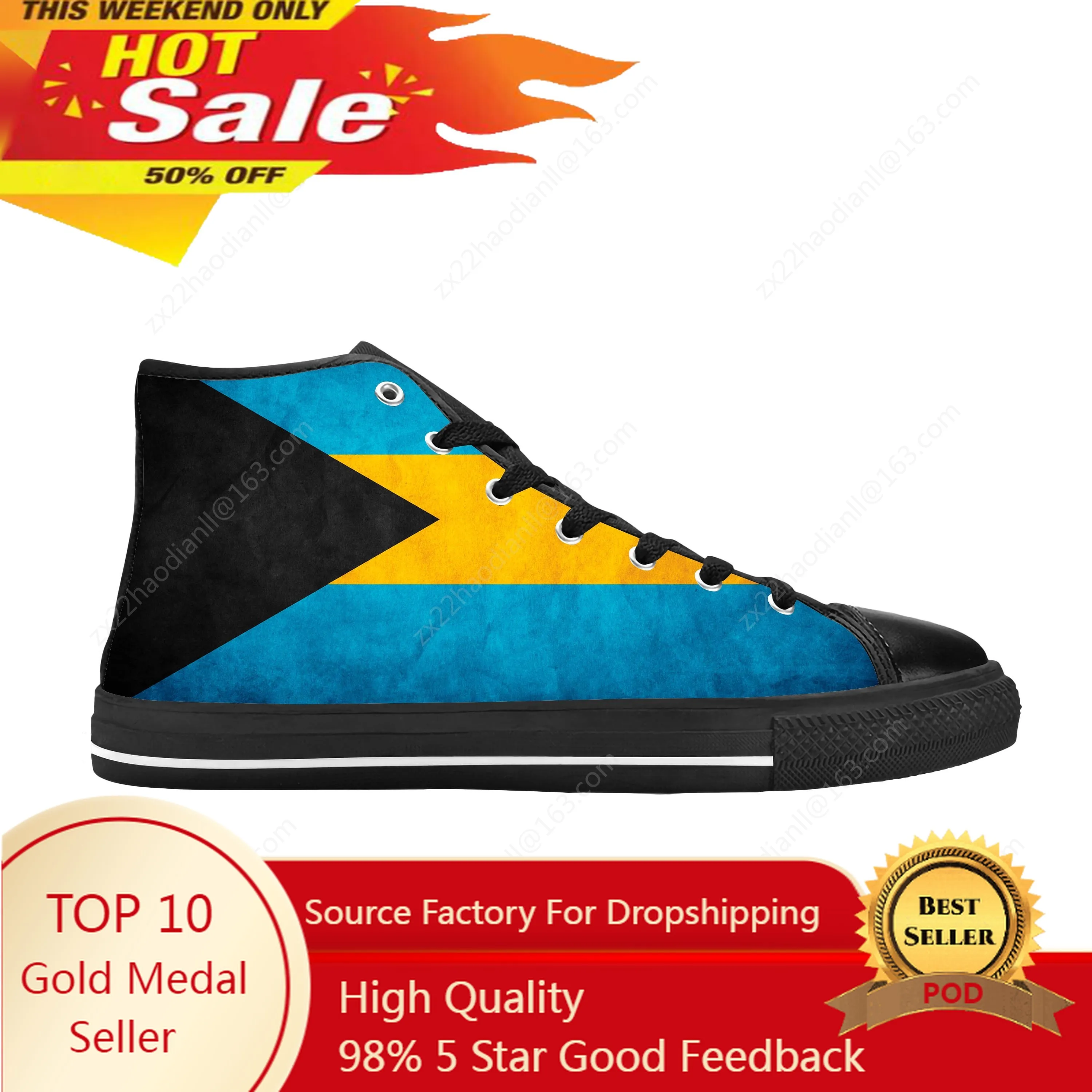 

Hot Bahamas Bahamian Flag Patriotic Pride Fashion Casual Cloth Shoes High Top Comfortable Breathable 3D Print Men Women Sneakers