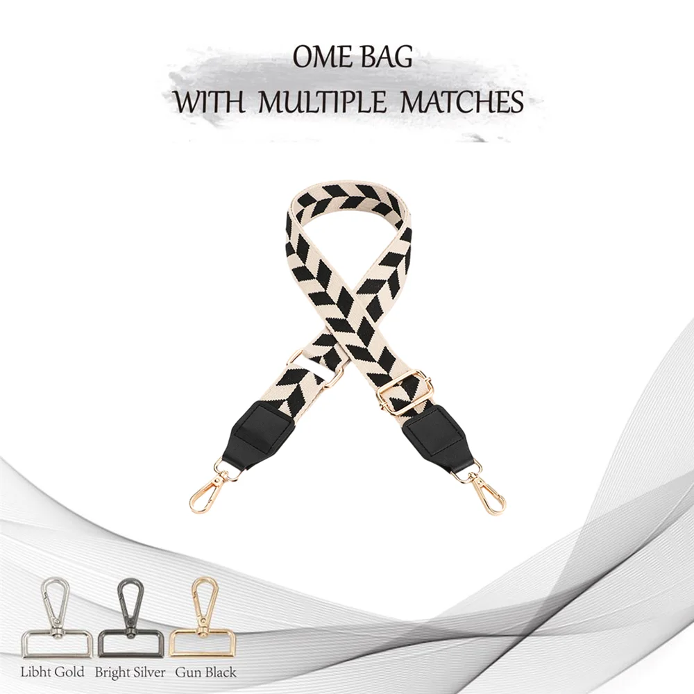 3.8cm black and white colour scheme shoulder strap leather shoulder strap bag shoulder strap versatile crossbody bag strap