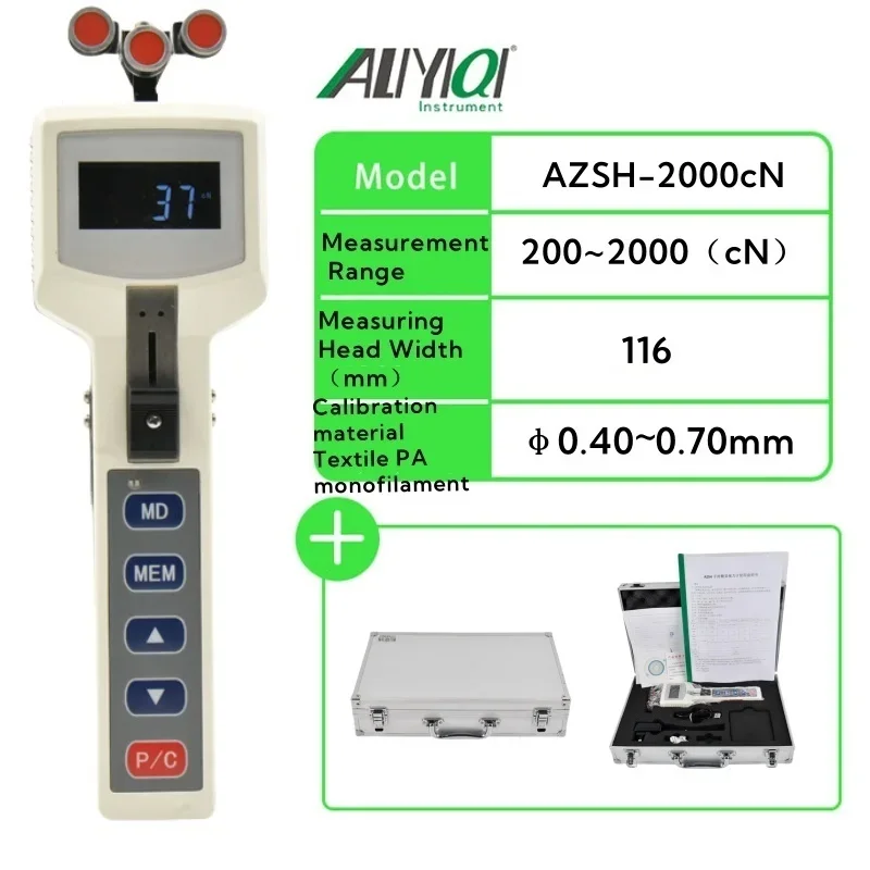 Com luz de fundo Aliyiqi AZSH-2000cN;2040gf;20N;72 Oz;2.04kgf;4.5lb Medidor de tensão digital portátil de alta precisão