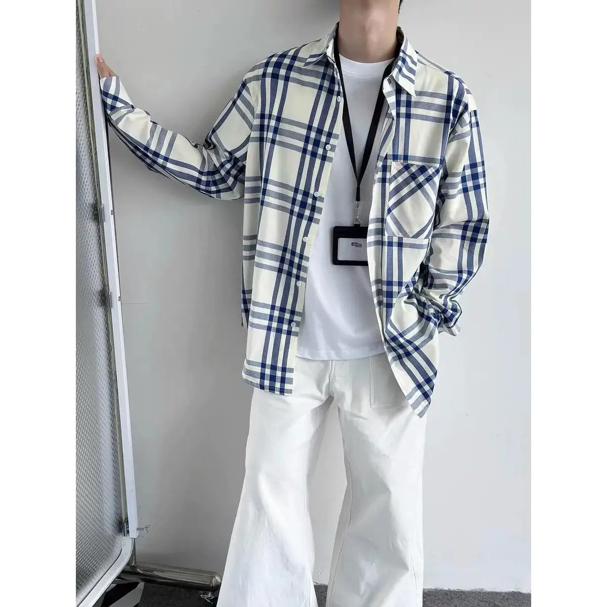 

New Faionable Long Sve Plaid irt ex Loose Casual Versatile Trendy Outerwear Men's Women's Coat Spring Autumn Winter