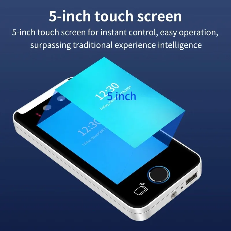 5 pollici Tuya APP WIFI AI Carta biometrica dinamica Impronte digitali Riconoscimento facciale Presenza Macchina di controllo accessi Schermo HD 1080P