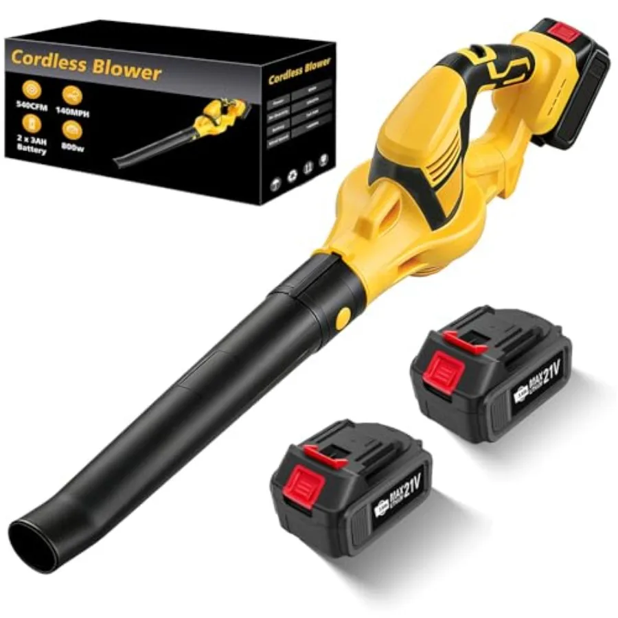 

Leaf Blower Cordless 21V Cordless Blower with 2 x 3.0Ah Battery 540CFM 140 MPH Battery Powered Leaf Blower Lightweight Handheld