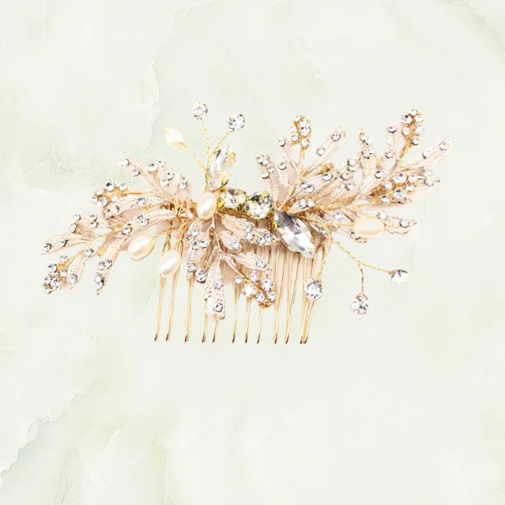 

Rhinestone Pearl Inlaid Alloy Hair Comb Decorative Headdress for Bridesmaids Wedding Prom Special Occasion Hair Comb