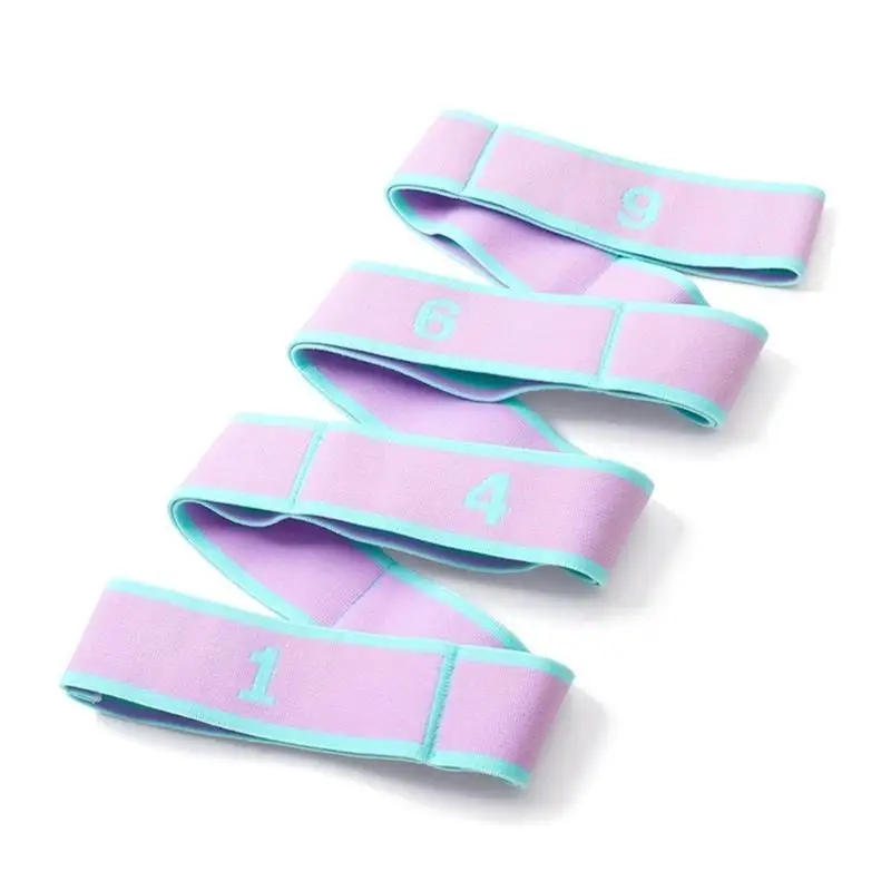 652F حزام مطاط مع 9 حلقة حزام اليوجا المرن لرقص البيلاتيس وتمتد العلاج الطبيعي اللياقة البدنية تمتد الفرقة