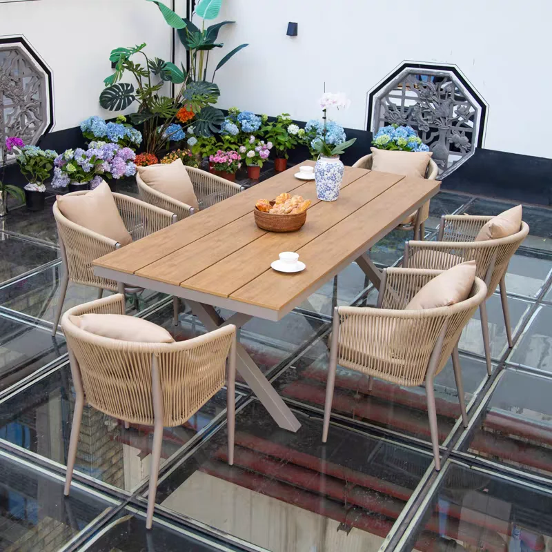Modern Outdoor Dining Chair Set Waterproof Garden Aluminum Furniture for Restaurant & Hotel Use for Beach Exterior & Living Room